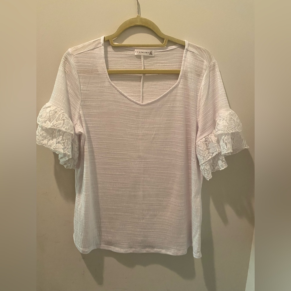 White Lace Sleeve Top